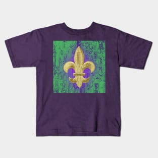 Mardi Gras Fleur de Lis Purple Green and Gold, Kids T-Shirt